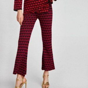 Zara Cropped Jacquard Trousers Knit Check Cub Patt